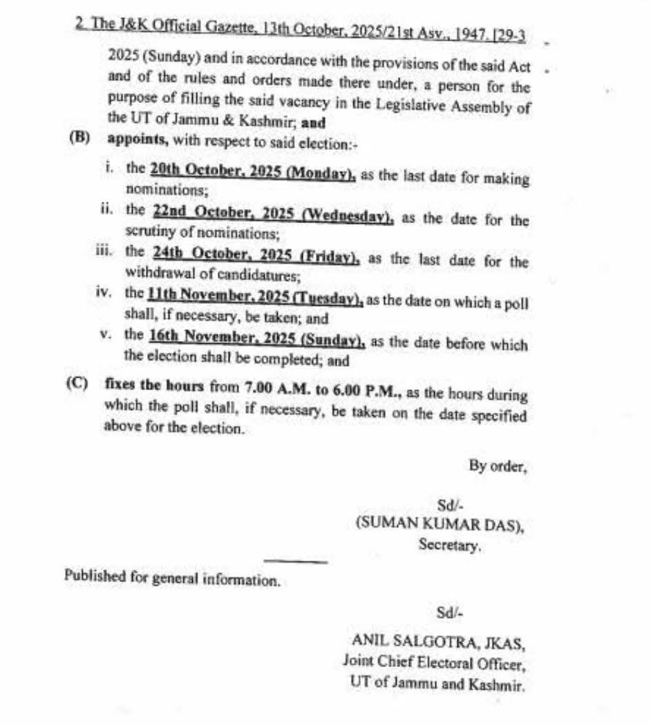 Notification Details and Poll Dates