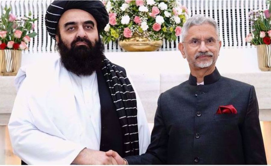 Indian External Affairs Minister Subrahmanyam Jaishankar (R) shaking hands with his Afghan counterpart Amir Khan Muttaqi in New Delhi, India, on October 10, 2025. (Photo posted by S. Jaishankar on X)