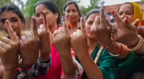 Voters after casting ballots in Bihar