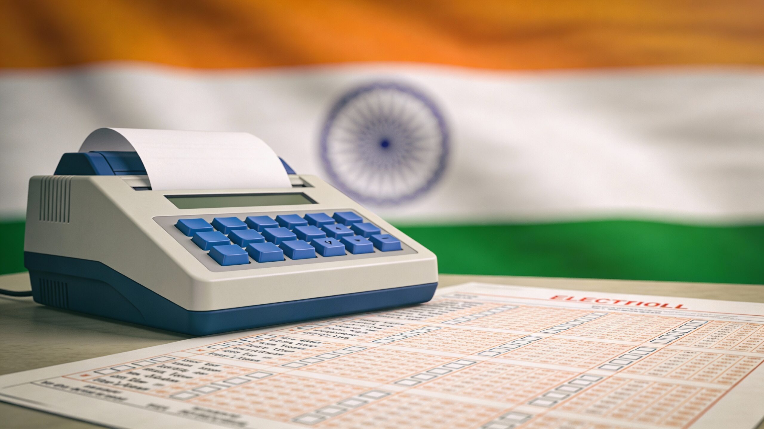Close-up of an electronic voting machine