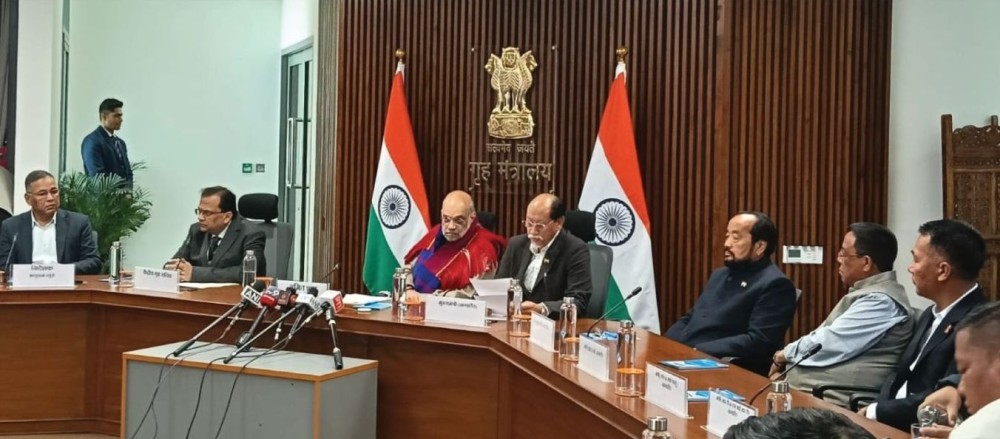 Signing ceremony of Nagaland tripartite agreement with Union Home Minister Amit Shah, CM Neiphiu Rio, and ENPO leaders