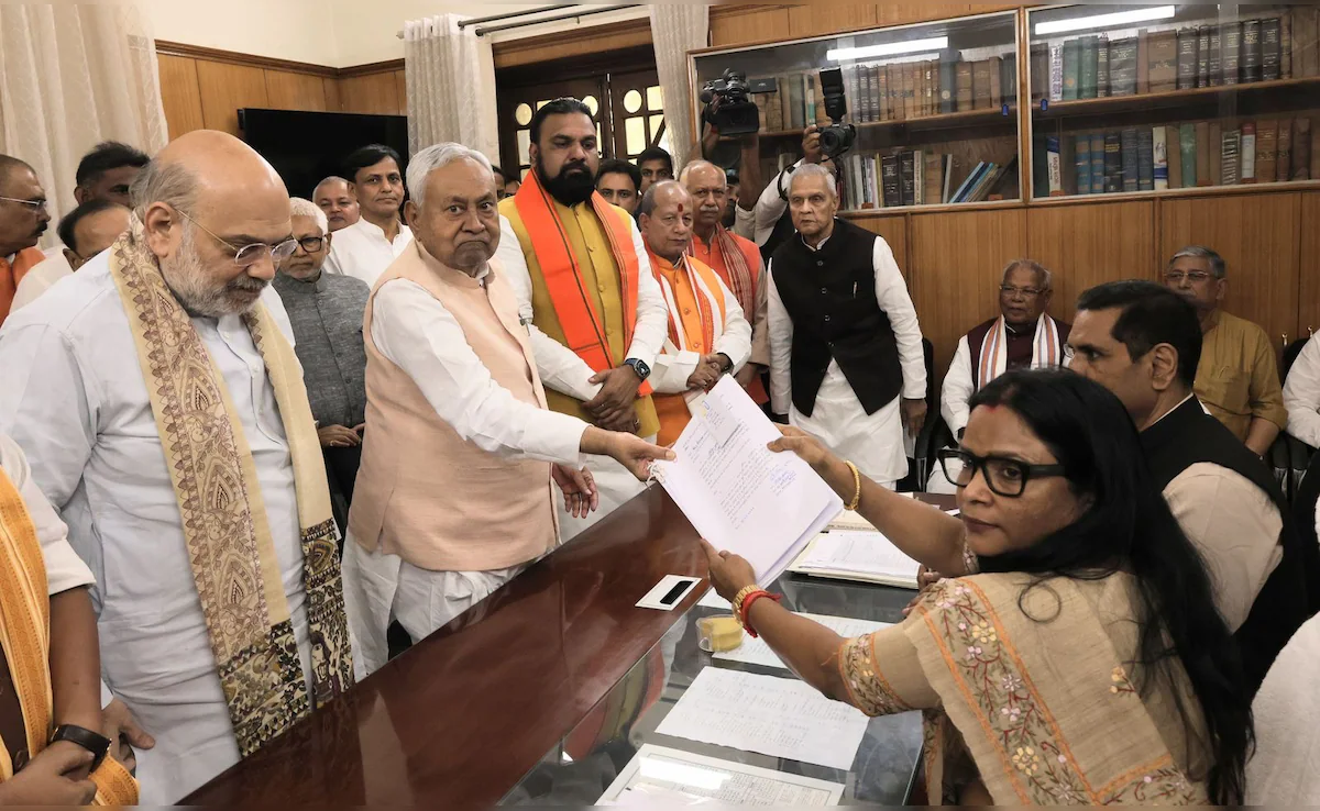 Nitish Kumar filing Rajya Sabha nomination 