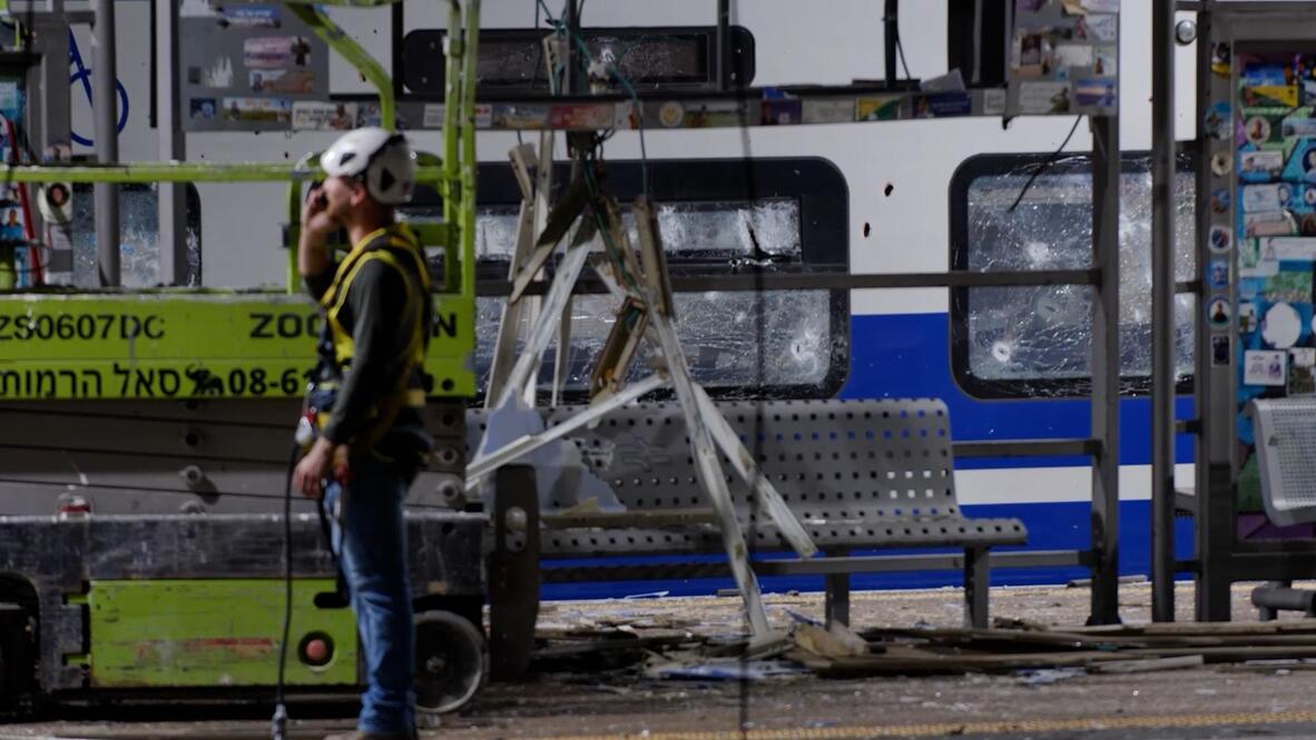 Tel Aviv Savidor Central rail hub after missile strike