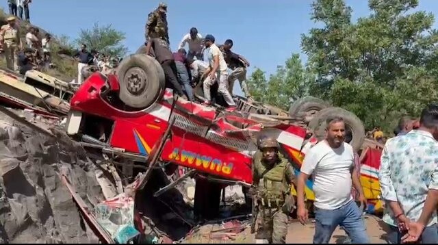 Udhampur Horror: 21 Dead, 29 Injured as bus en route to Udhampur skids off a blind curve at Kagort, crushing an auto-rickshaw before turning into a mangled heap; Army Leads Heroic Rescue