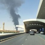 Flames and Plumes of Smoke Erupt Near Riyadh Airport Following Overnight Aerial Threat Alerts Across Saudi Capital