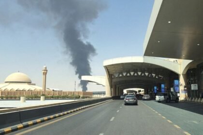 Flames and Plumes of Smoke Erupt Near Riyadh Airport Following Overnight Aerial Threat Alerts Across Saudi Capital