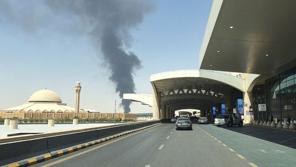 Flames and Plumes of Smoke Erupt Near Riyadh Airport Following Overnight Aerial Threat Alerts Across Saudi Capital