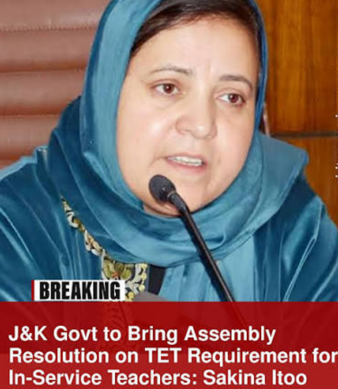 J&K Govt to Move Resolution in Assembly Against TET Mandate: Education Minister Sakina Itoo