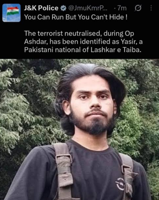 ‘You Can Run But Can’t Hide’: LeT Terrorist Neutralised in Budgam Encounter Identified as Pakistani National ‘Yasir’